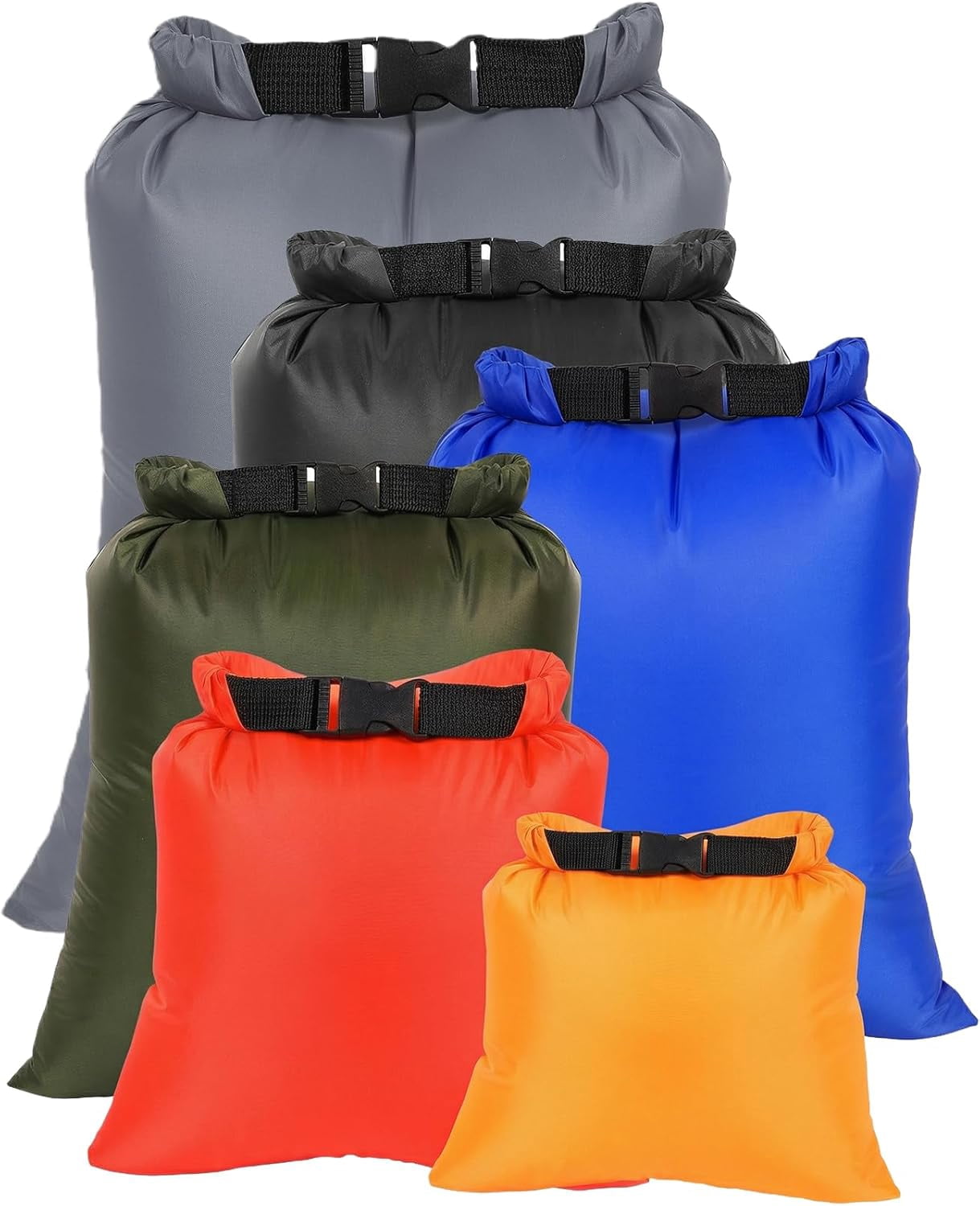 Dry Bags Waterproof Set, 6-Pack Ultralight Small Stuff Sack Water Proof Bag Sacks, Outdoor Keep Gear for Backpacking Hiking Boating Camping Travel