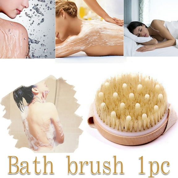 Dry Body Brush for Exfoliation | Wooden Handle with Boar Bristles | Shower Massage Brush for Dead Skin Removal | 11x11x3.5cm Bath Brush for Spa Quality Skin Care
