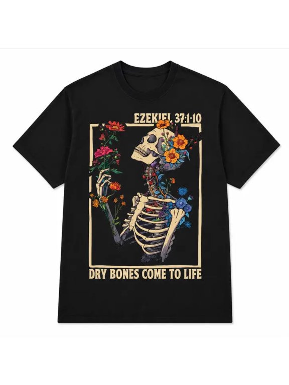 Dry Bones Scripture Shirt Floral Skeleton Christian Faith Tee