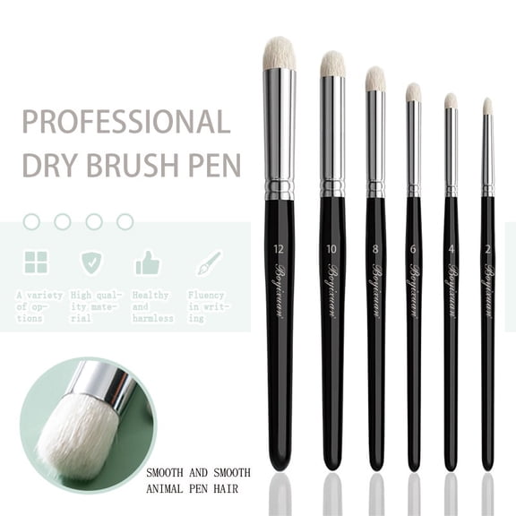 Dry Brush Set for Miniature Painting - 6PC Professional Detail Hobby Brushes for Models | Acrylic, OilBlack