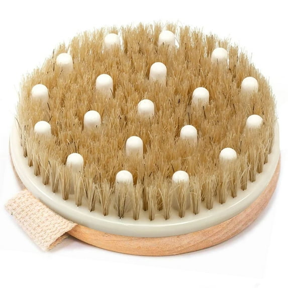 Dry Brushing Body Brush for Lymphatic Drainage & Cellulite - Natural Brustles for Wet and Dry Brushing, Body Exfoliating Brush with Massage Nodes for Soft & Smooth Skin