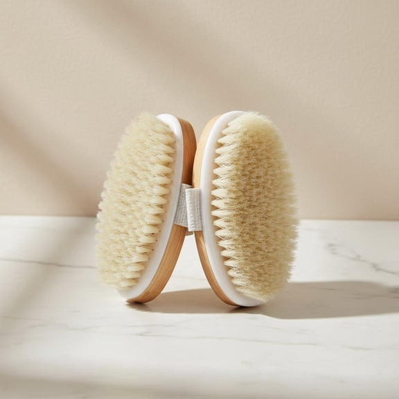 Dry Brushing Body Brush, Natural and Soft Bristle Shower Brush for Body Cleaning, Exfoliating Bath Brush for Lymphatic Drainage Improve Circulation, Body Exfoliator Scrubber