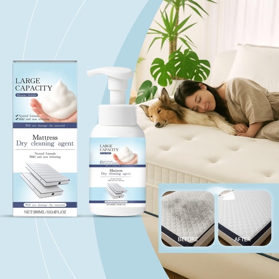 Dry Carpet Cleaner, Upholstery Cleaner Solution, 300Ml Neutral Foam Cleaning Agent, Non-Damaging Gentle formula, for deep Cleaning and Refreshing Mattresses, Fabric Couches, Home