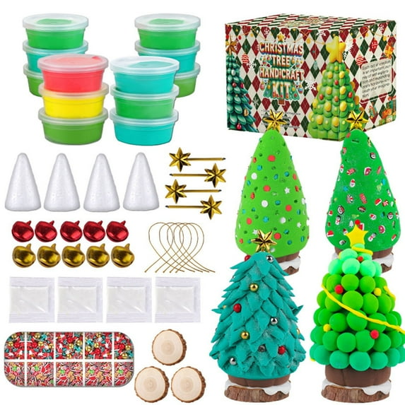 DIY Christmas Tree Modeling Clay Kit, Kids' Air-Dry Craft Set, Holiday Decor Activity, Non-Toxic Sculpting Toy, Creative Winter Art Project for Family & Classroom