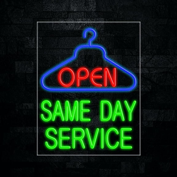 Dry Cleaners Alterations Same Day Service LED Neon Sign 22"L x 28"H #31776