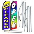 "Dry Cleaners/Open" 2 Pack of Extra Wide Swooper Flag Sets Includes