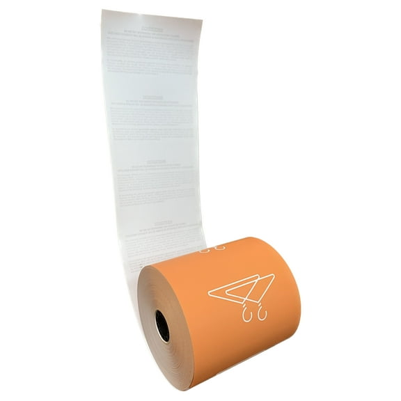 Dry Cleaners Thermal Rolls Orange Hanger w/Back Print 3 1/8" x 160' 80gsm 50 Rolls Made in USA