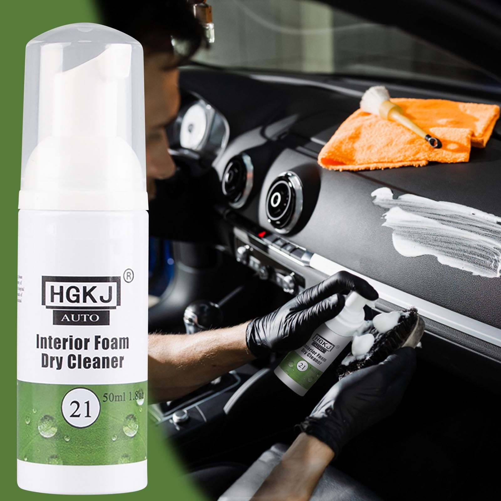 Dry Cleaning Detergent Interior Foam Dry Cleaner For Leather, Vinyl, Plastic, Carpet, Cloth, Glass And Wood 50ml Clearance