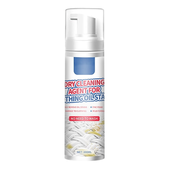 Dry Cleaning Spray, 200ml Dry Cleaning Agent for Clothing Oil Stain,Dry Stain Remover for Clothes, Multifunctional Non-Rinse Spray, Dry Cleaner for Clothes, Gentle & Effective