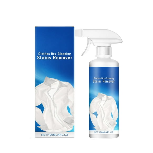 Dry Cleaning Spray for Clothes, Spot Remover for Delicate Fabrics & Stubborn Stains, 4 fl oz Portable Solution for Suits, Silk & Non-Washable Garments,White
