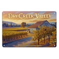 thumbnail image 1 of Dry Creek Valley Wineries - Along Dry Creek Road - California Vineyards Wine Country Art by Kerne Erickson - 8 x 12 inch Vintage Metal Tin Sign, 1 of 4