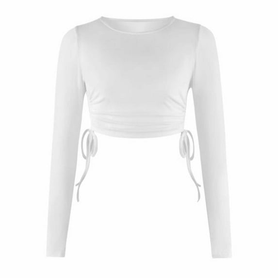 Dry Crop Tops Long Sleeve Side Drawstring