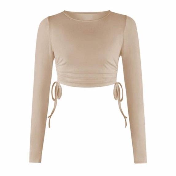 Dry Crop Tops Long Sleeve Side Drawstring
