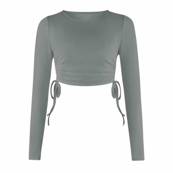 Dry Crop Tops Long Sleeve Side Drawstring