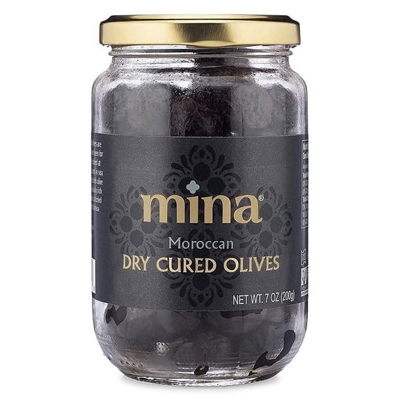 Dry Cured Black Olives, 7 oz - Moroccan Olive Oil Cured Olives, Premium Handpicked and Naturally Cured Dried Olives, Non GMO, Gluten Free, Low Carb, Vegan, Great Paleo Keto Snacks
