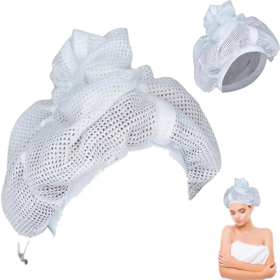 Dry Curly Hair Net Caps - Net Plopping Cap for Drying Curly Hair Soulta Net Plopping Cap for Drying Curly Hair with Drawstring Adjustable Net Plopping Cap for Drying Curly Hair Net Makeup Organizer