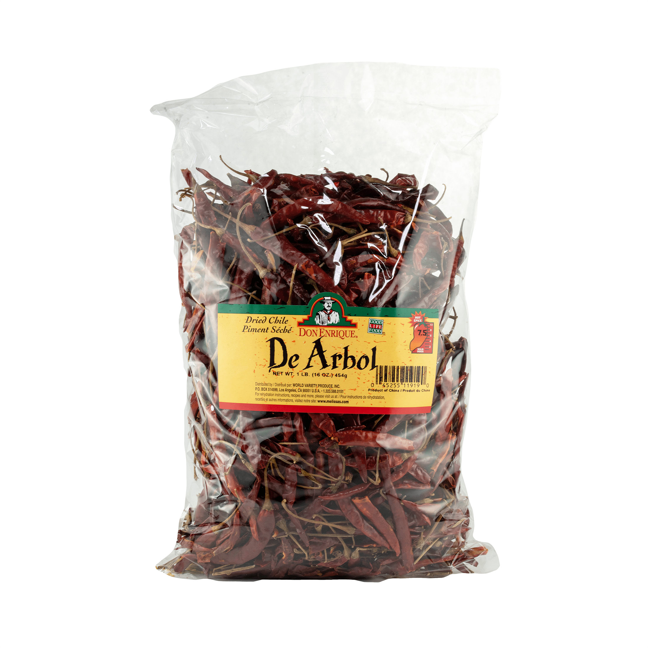Dry De Arbol Chili 16 oz