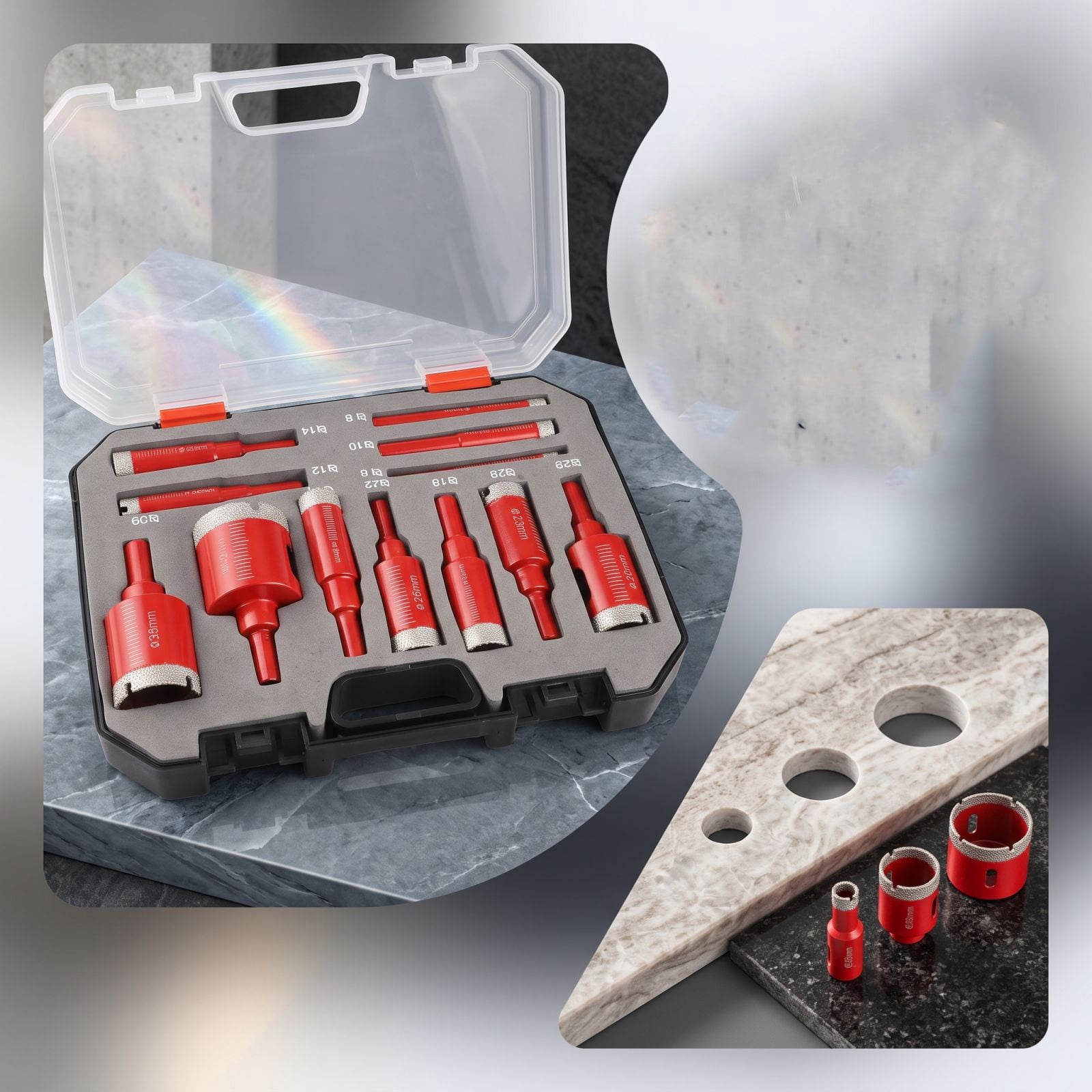 Sign Language Core Kit Dry Diamond Drill Bits Tile Hole Saw Kit Vacuum Brazed Core Bits for ...
