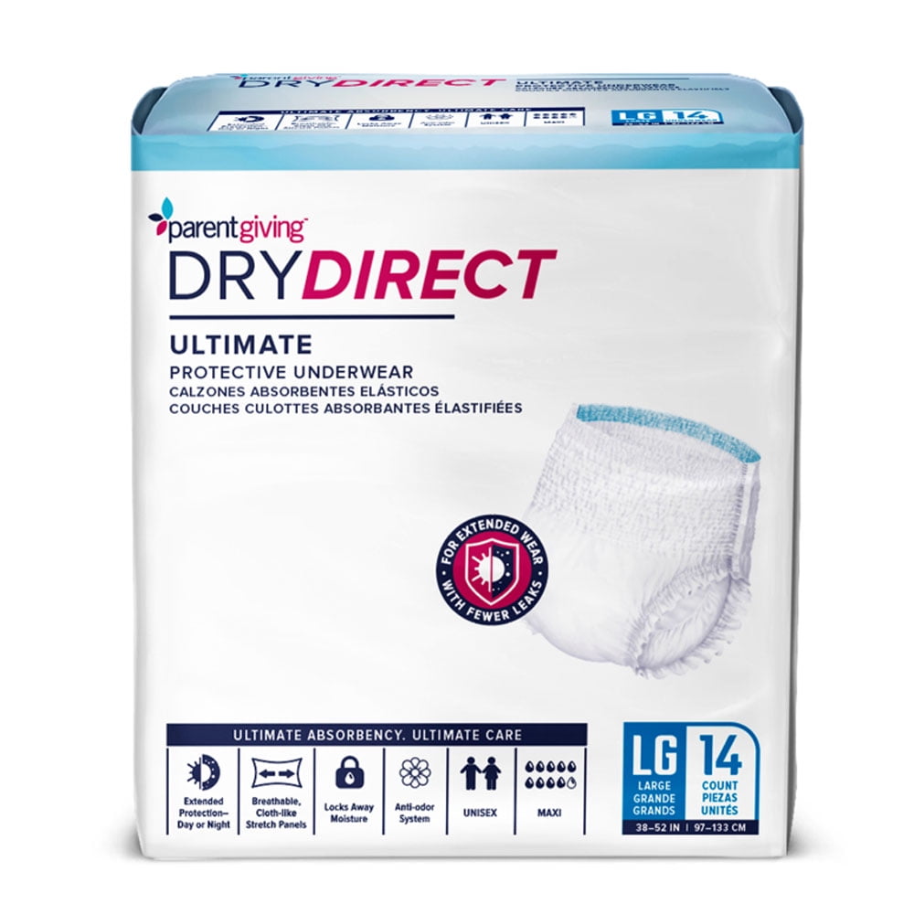 Dry Direct Ultimate Protective Unisex Underwear by Parentgiving | Small |  Count per pack 14