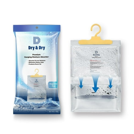 Dry & Dry [44 Packs [Net 14 Oz/Pack] Hanging Bag Moisture Absorber to Control Excess Moisture for Everywhere. Moisture Absorber Works Very Strong