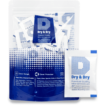 Dry & Dry DD2G100 Premium Silica Gel Packets Desiccant Dehumidifiers, (100 Pack)