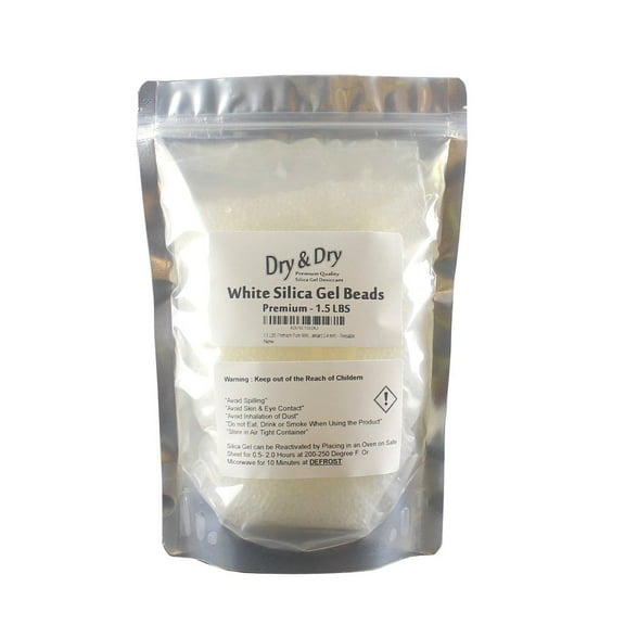 Dry & Dry Premium White Silica Gel Beads, 3D Printer Desiccant 1.5lb