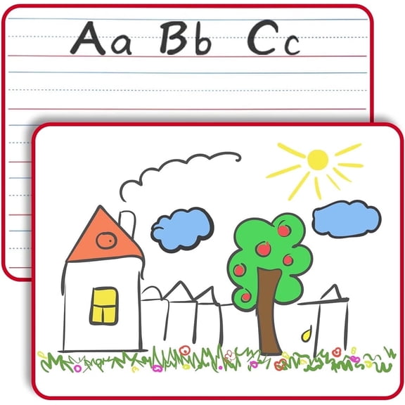 Dry Erase Board, Double Sided Small White Board, Reusable Red Framed Mini Dry Erase Board, Durable & Portable Whiteboard, Great for Home & Remote Learning