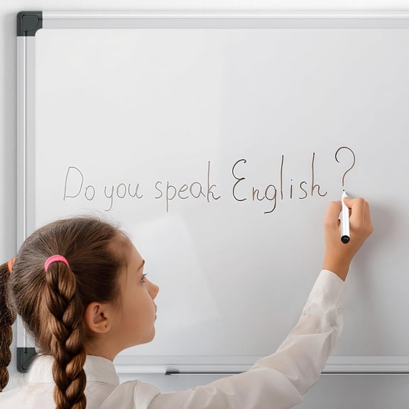 Dry Erase Board/Magnetic Whiteboard for Wall, 48" x 36" for Office, Class, Home, 1 White Board Eraser, 2 Multicolor Markers, 4 Magnetic Pins, Aluminum Frame, Silver