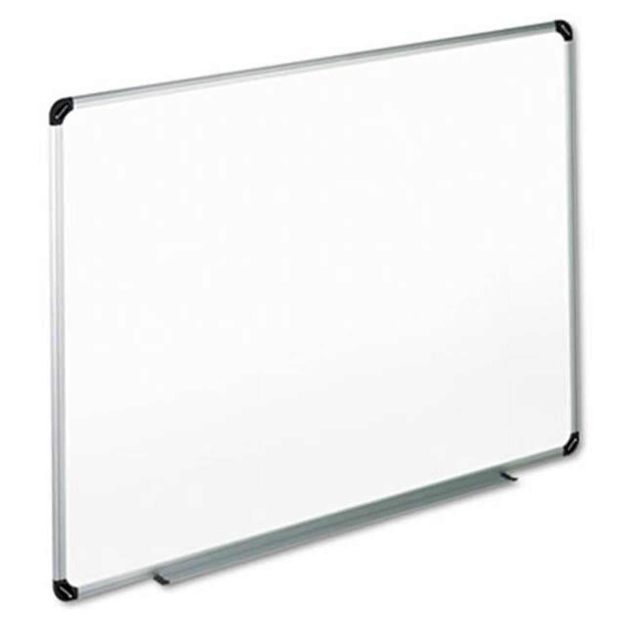 Dry Erase Board, Melamine, 48 x 36, White, Black-Gray Aluminum-Plastic Frame