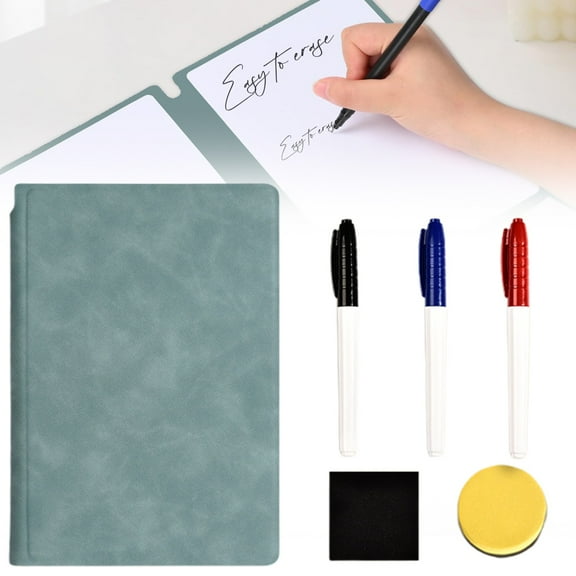Dry Erase Board, Portable White Board with Cloth, Eraser Sponge & 3-Color Maker Pens, Foldable Erasable Board PU Leather Dry Erase Board for Home Office, Back to School Supplies, A5/ 128.67In, Cyan