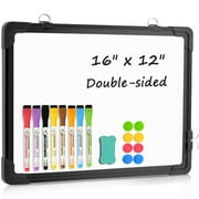 Dry Erase Board Small Whiteboard Magnetic Plan Board Erasable Monthly Planner Useful Schedule Board Double-Sided,16" X 12" ,Wall Hanging Calendar Board for Home, Office, Kitchen, Black Frame