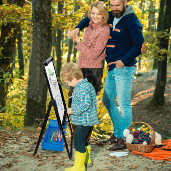 Dry Erase Board with Stand - Double Sided 28"x20" Portable Writing Whiteboards, Height Adjustable & 360 Rotating U Stand Magnetic Whiteboard for Home, School, Restaurant & Presentation