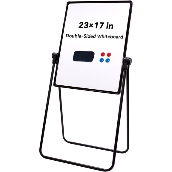 Dry Erase Board with Stand, 23"x17" Double Sided Portable White Board, Height Adjustable Rotating Stand  Whiteboard fo  Office