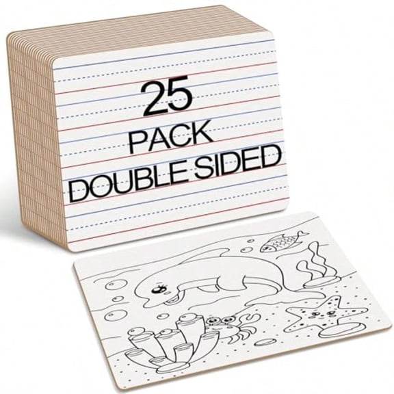 Dry Erase Boards 25 Pack Double Sided Small Whiteboards with Lines for Students Teacher Classroom Pack 9x12 Mini Individual White Boards Lined for Writing Math English Practice