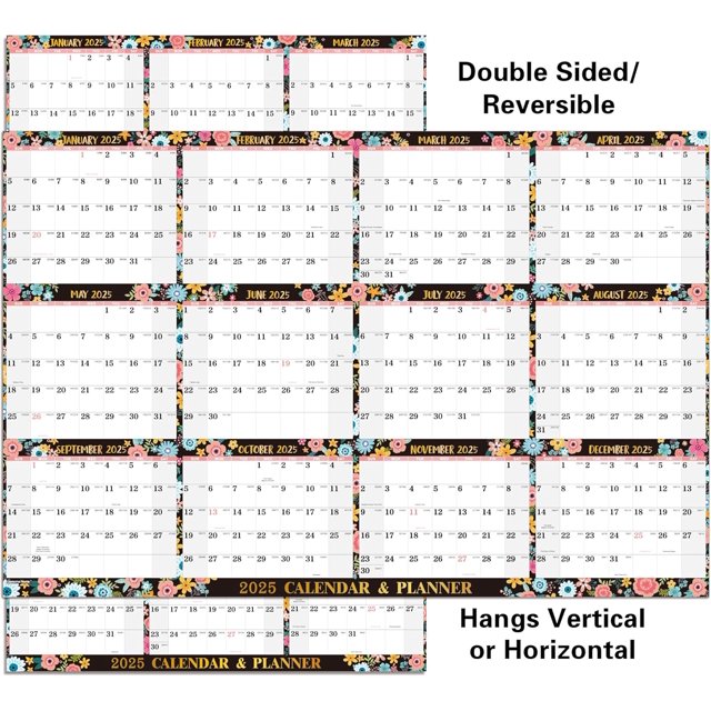 Dry Erase Calendar 2025 JAN.2025 DEC. 2025, 2025 Yearly Wall
