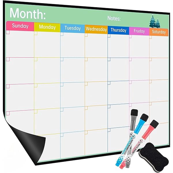 Mr. Pen Magnetic Dry Erase Calendar For Fridge – 14.7" X 11.8" Black Calendar With 4 Markers, Monthly Planner