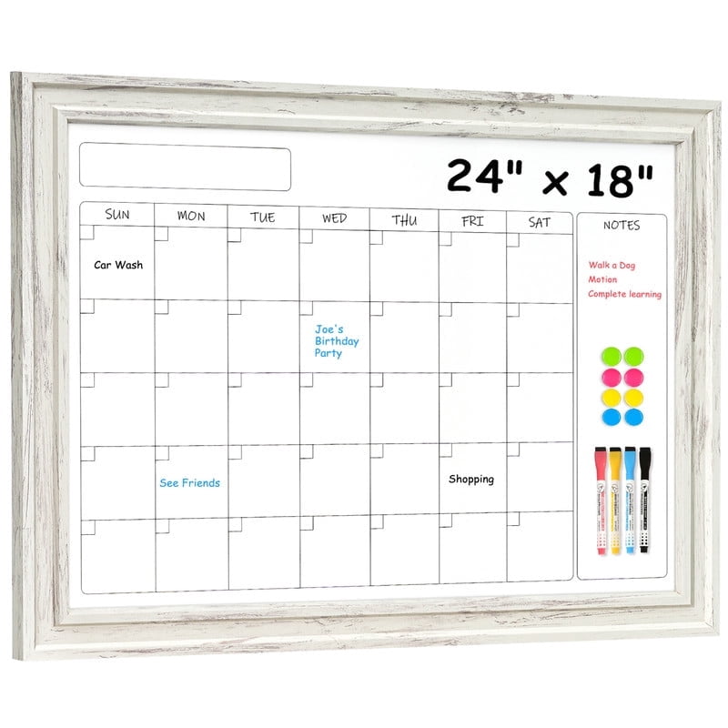 DOLLAR BOSS Dry Erase Whiteboard Calendar Magnetic White Board, 18"x24" Magnetic Whiteboard for Wall Schedule Planner Board Wall-Mounted Calendar for Home Office Classroom with Markers & Magnets