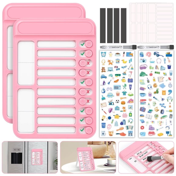 Dry Erase Chore Chart 2 Pack Pink Home Refrigerator Wall Desk Task List