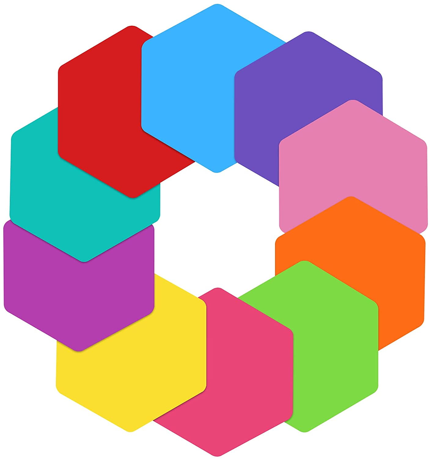 Dry Erase Circles, 10 Pcs 10 Colors Hexagon Shaped Removable Vinyl Dots