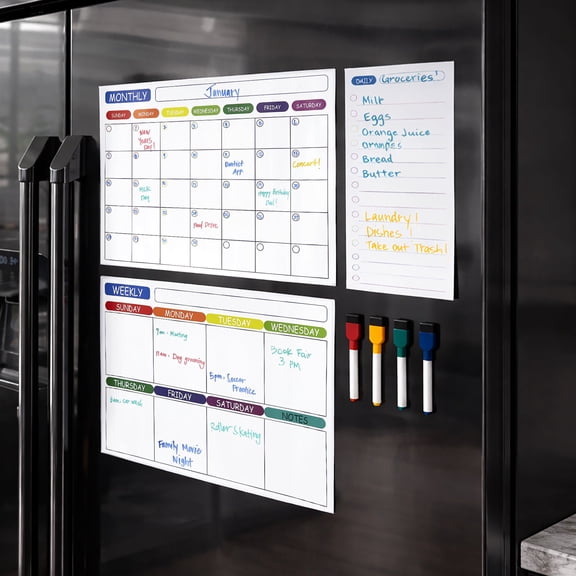 Magnetic Dry Erase Calendar for Fridge - Monthly & Weekly Calendar