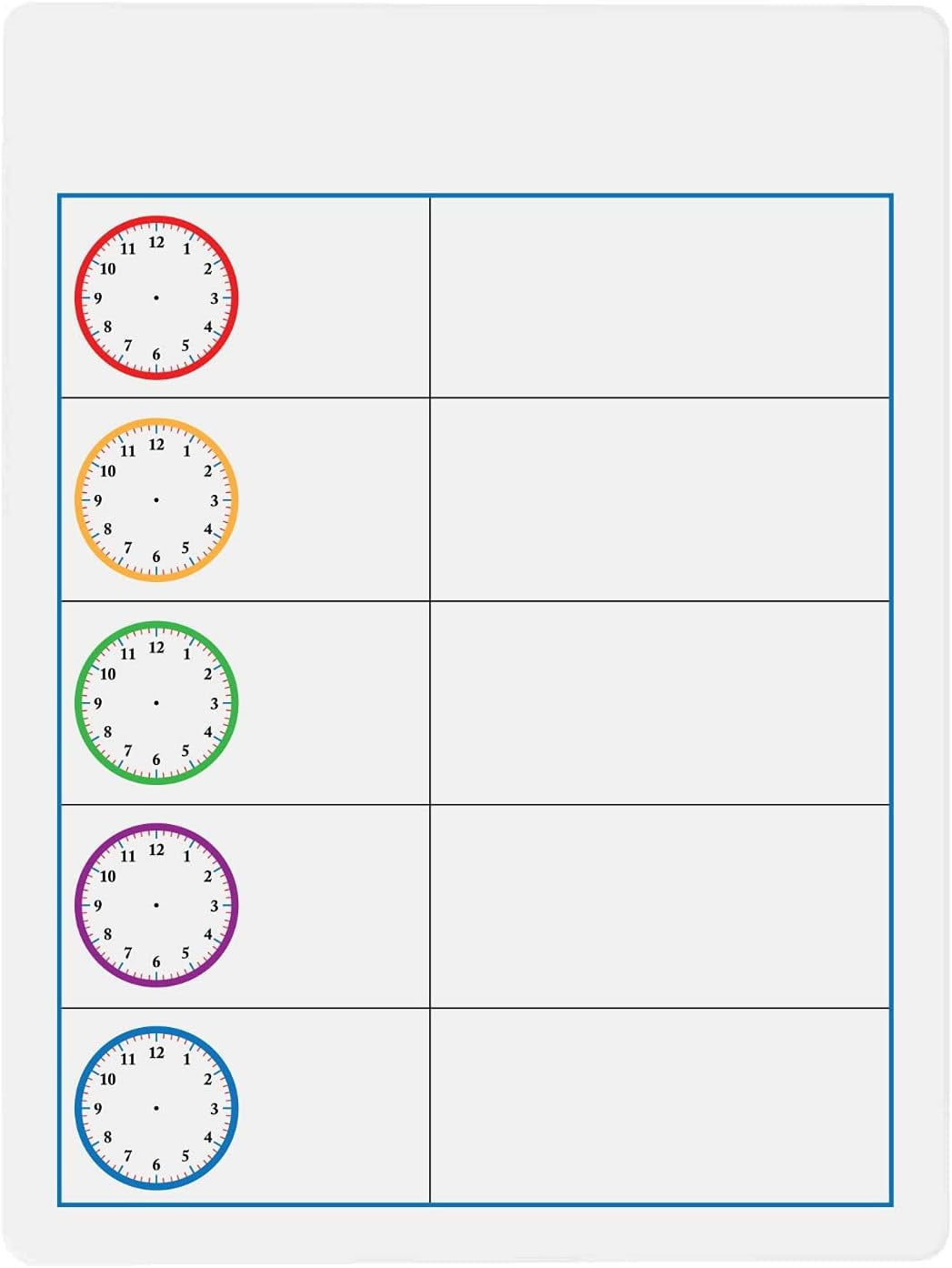 Dry Erase Hourly Schedule With Blank Clocks 9 X 12 Inches School Learning Tool, Grade School Or