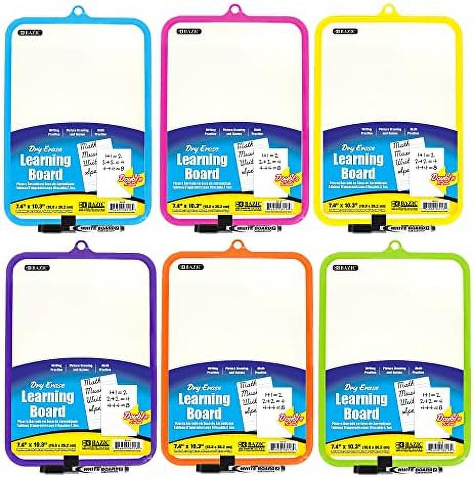Dry Erase Lap Board 7.4"X10.3" & Marker Eraser, Double Sided Primary
