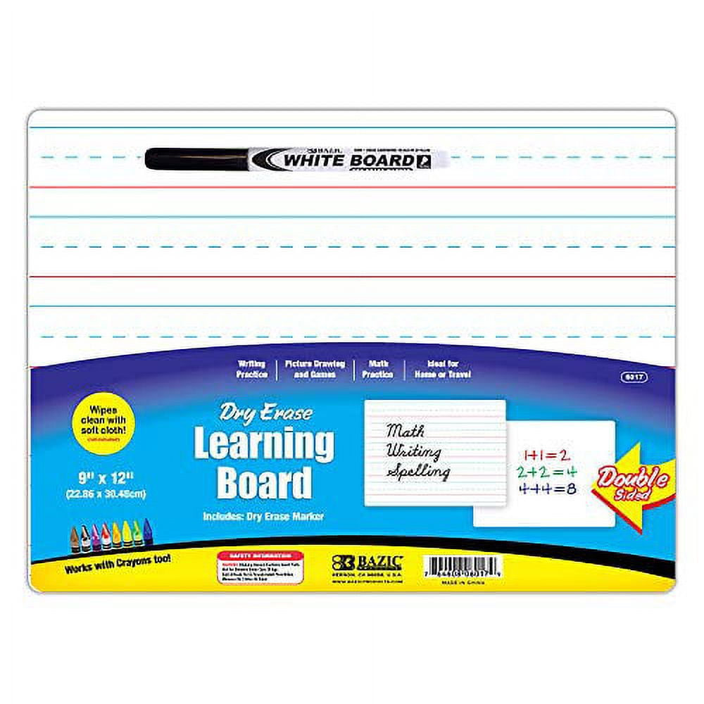 Dry Erase Lap Board 9"X12" & Marker, Double Sided Primary Ruled & Blank