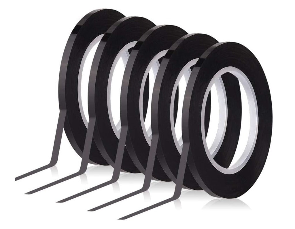 Dry Erase Line Tape, 6Pack, Black Thin Stripes, SelfAdhesive for