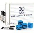 thumbnail image 1 of Scribbledo Lined Dry Erase Boards Double-Sided  with Whiteboard Markers and Erasers, 9” x 12”, 10-Pack, 1 of 12