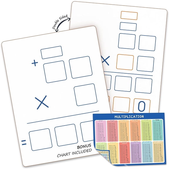 Dry Erase Long Multiplication Board 9"x12" Double Sided Practice