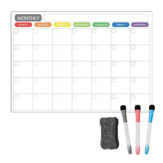 Dry Erase Magnetic Calendar for Refrigerator - Monthly & Weekly Planner Magnet Whiteboard for Fridge Wall Door - Shopping, Meal/Menu, To Do List, Family Schedule Planning Board