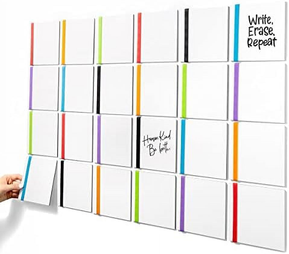 Dry Erase Mini Tiles 5X5 Square 24Pack Handheld Stackable