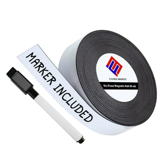 Dry Erase Magnetic Strip Roll Write on / Wipe off Magnet With Marker (4 Inch x 10 Feet)