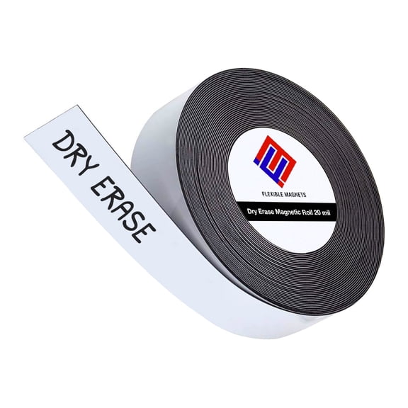 Dry Erase Magnetic Strip Roll Write on / Wipe off Magnet Without Marker (Half Inch x 25 Feet)